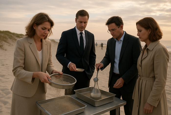AI-generated fictional editorial scene illustrating: Private Dune Sand Calibration Ceremony Elevates Local Beach Prestige