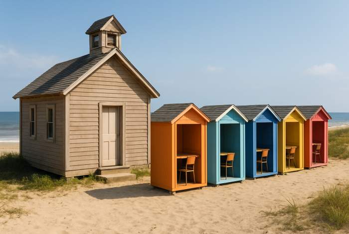 AI-generated fictional editorial scene illustrating: Parents Launch ‘Rent-a-Closet’ Program to Combat Local Housing Crisis for School Commutes